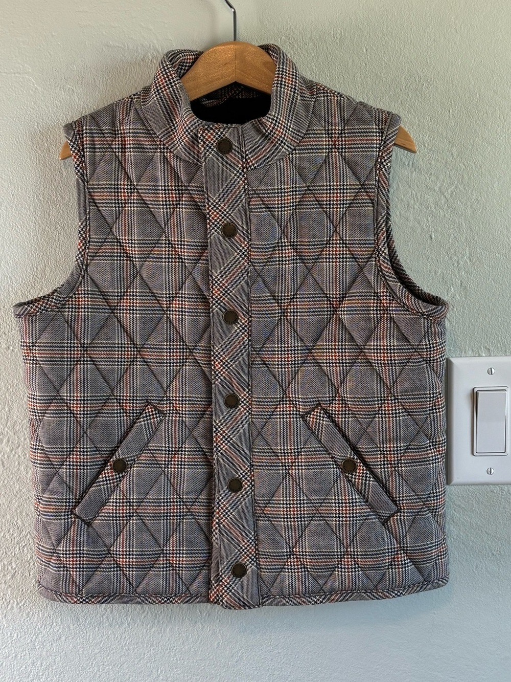 Bundle 2/$30! Janie and Jack Boys Quilted Plaid Vest Gray 5-6 yrs